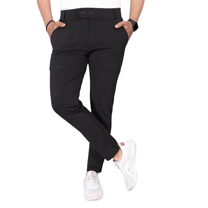 MiraMichi Men's Slim Fit Stretchable Casual Trouser
