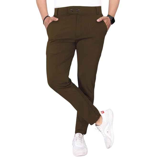 MiraMichi Men's Slim Fit Stretchable Casual Trouser