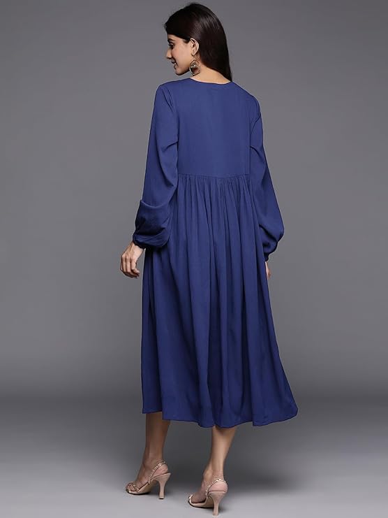 Varanga Women's Viscose Blend A-Line Maxi Dress