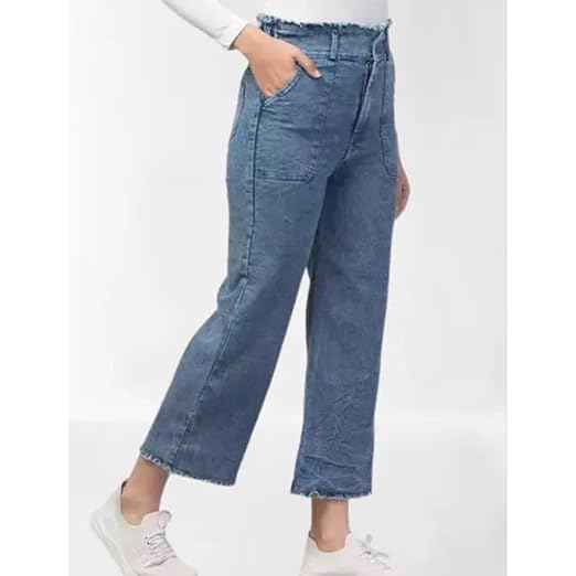 Women's High-Waisted Wide Leg Denim Jeans Blue
