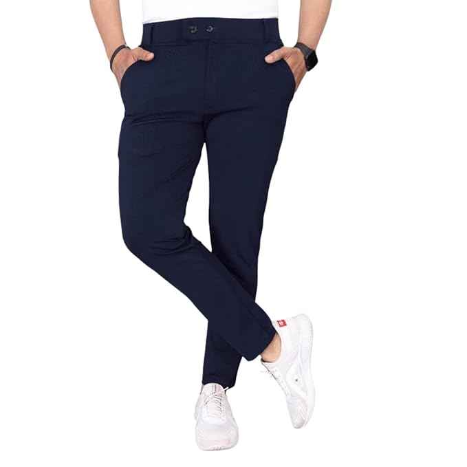 MiraMichi Men's Slim Fit Stretchable Casual Trouser