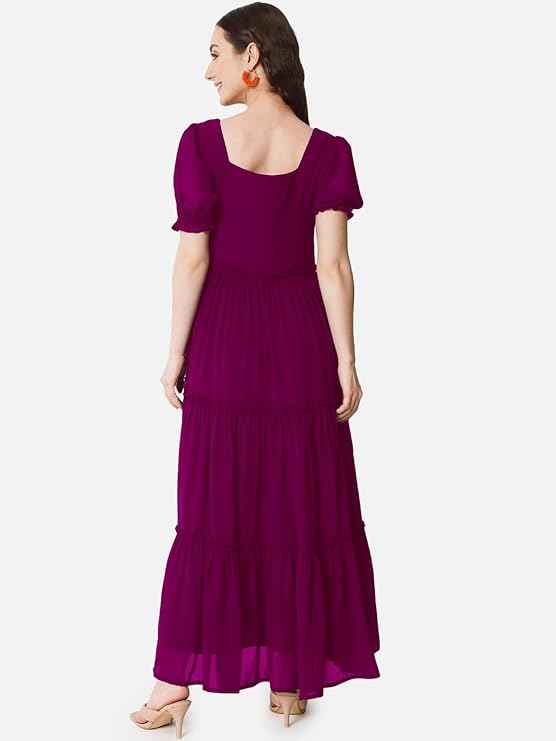 Femvy Designer Georgette Solid Gown for Women 761