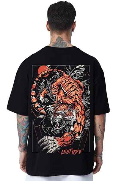 LEOTUDE Men's Cottonblend Oversized Half Sleeve Tshirt