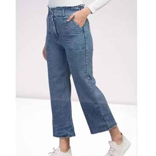 Women's High-Waisted Wide Leg Denim Jeans Blue
