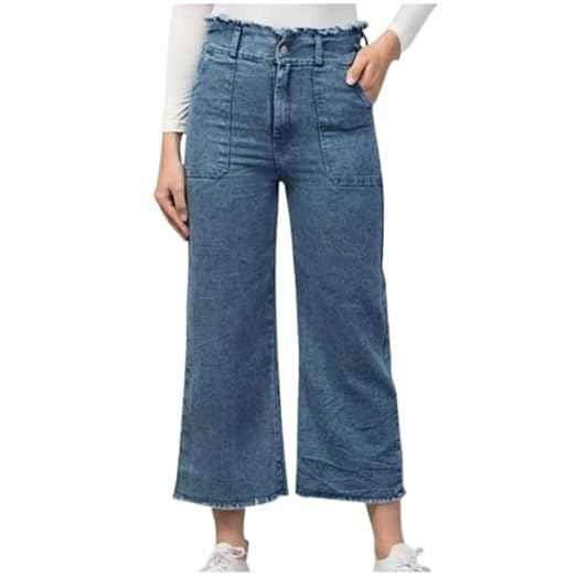 Women's High-Waisted Wide Leg Denim Jeans Blue