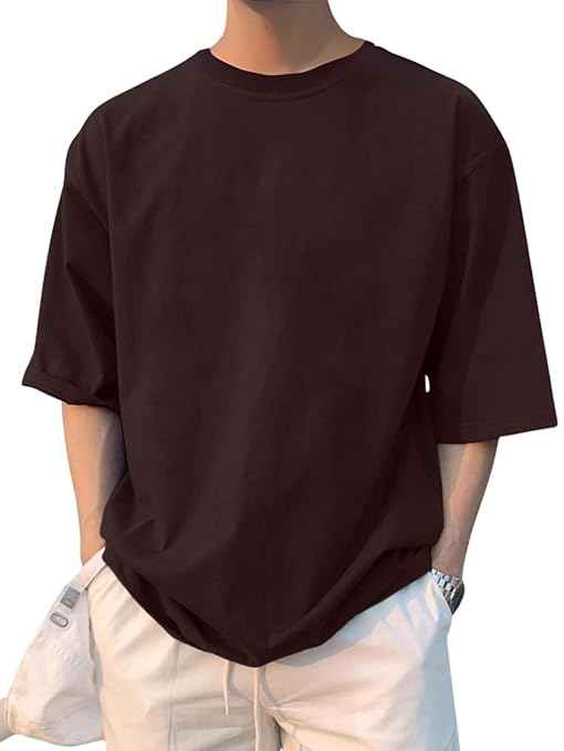 LEOTUDE Half Sleeve Oversized Tshirt for Men