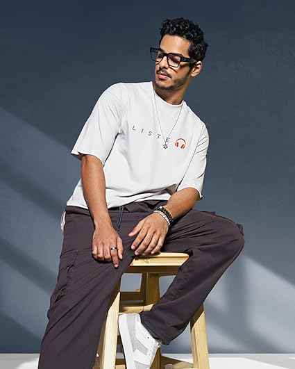 Men's Typography Cotton T-Shirt - Oversized Fit