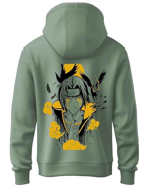 Mens Hoodies with Itachi Uchiha Anime Backside Printed