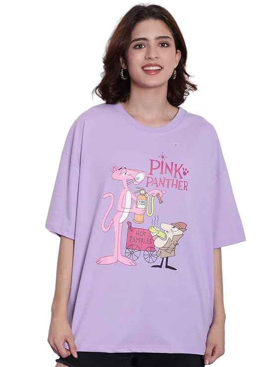 Fabflee Pure Cotton Oversized Baggy Fit Drop Shoulder Latest Aesthetic & Cool Graphic Printed Half Sleeve Tshirt for Women |Casual Loose Korean T-Shirt