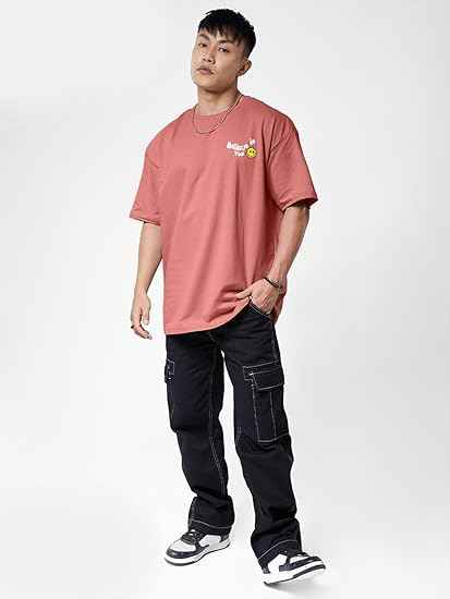 Oversize Loose Baggy Fit Drop Shoulder Stylish Half Sleeve T-Shirt for Men