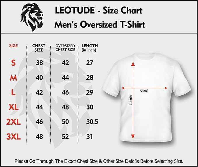 LEOTUDE Half Sleeve Oversized Tshirt for Men