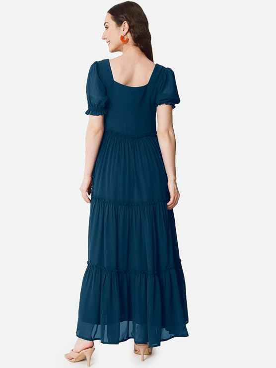 Femvy Designer Georgette Solid Gown for Women 761