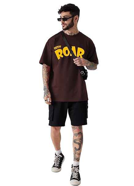 LEOTUDE Men's Cottonblend Oversized Half Sleeve Tshirt