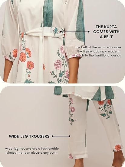Soft White & Green Ethnic Co-ord for Casual