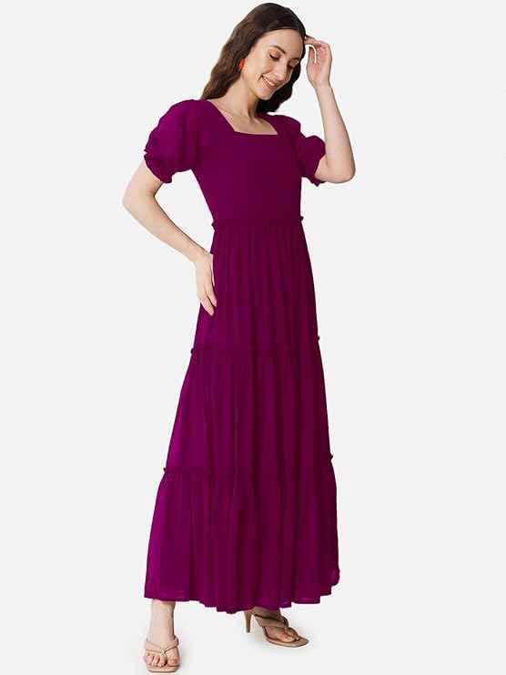 Femvy Designer Georgette Solid Gown for Women 761