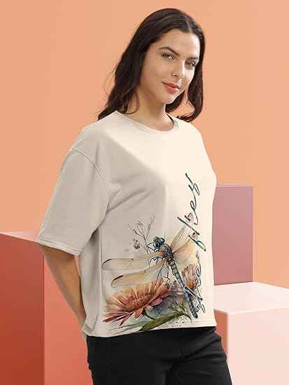 Crew-Neck Crop oversized T-Shirt for Women
