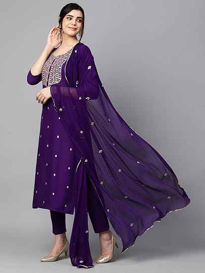 Women’s Embroidered Kurta Set with Pant & Dupatta