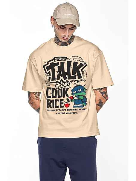 LEOTUDE Half Sleeve Oversized Tshirt for Men