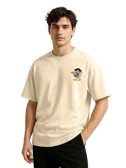 Oversize Loose Baggy Fit Drop Shoulder Half Sleeve T-Shirt for Men