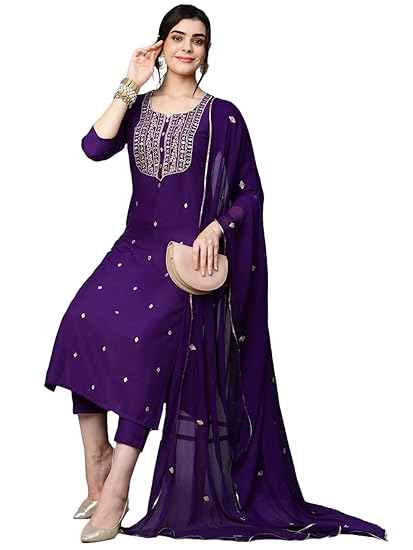 Women’s Embroidered Kurta Set with Pant & Dupatta