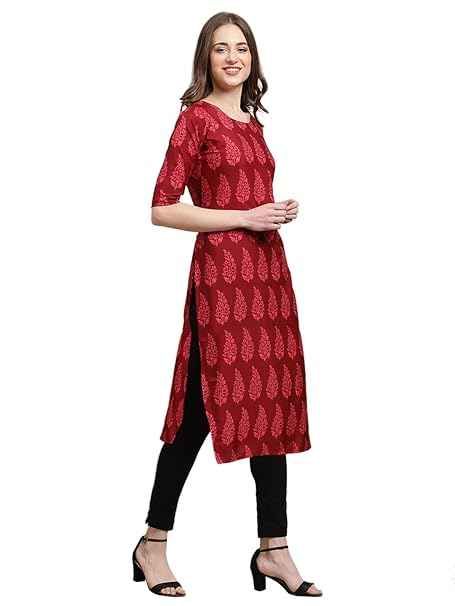 1 Stop Fashion Women's Crepe Straight Kurta