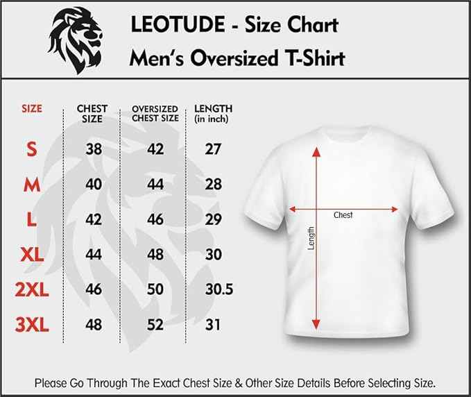 LEOTUDE Men Half Sleeve Round Neck Oversized