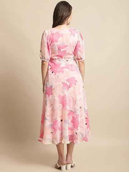Tee Projekt Women's Georgette Maxi Dress| Digital Print Floral Printed Western Ethnic Gown |Maxi Dress Casual Wear