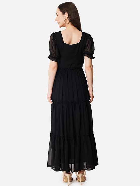 Femvy Designer Georgette Solid Gown for Women 761