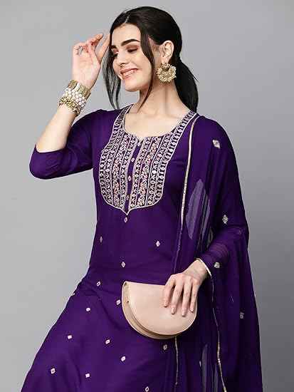 Women’s Embroidered Kurta Set with Pant & Dupatta