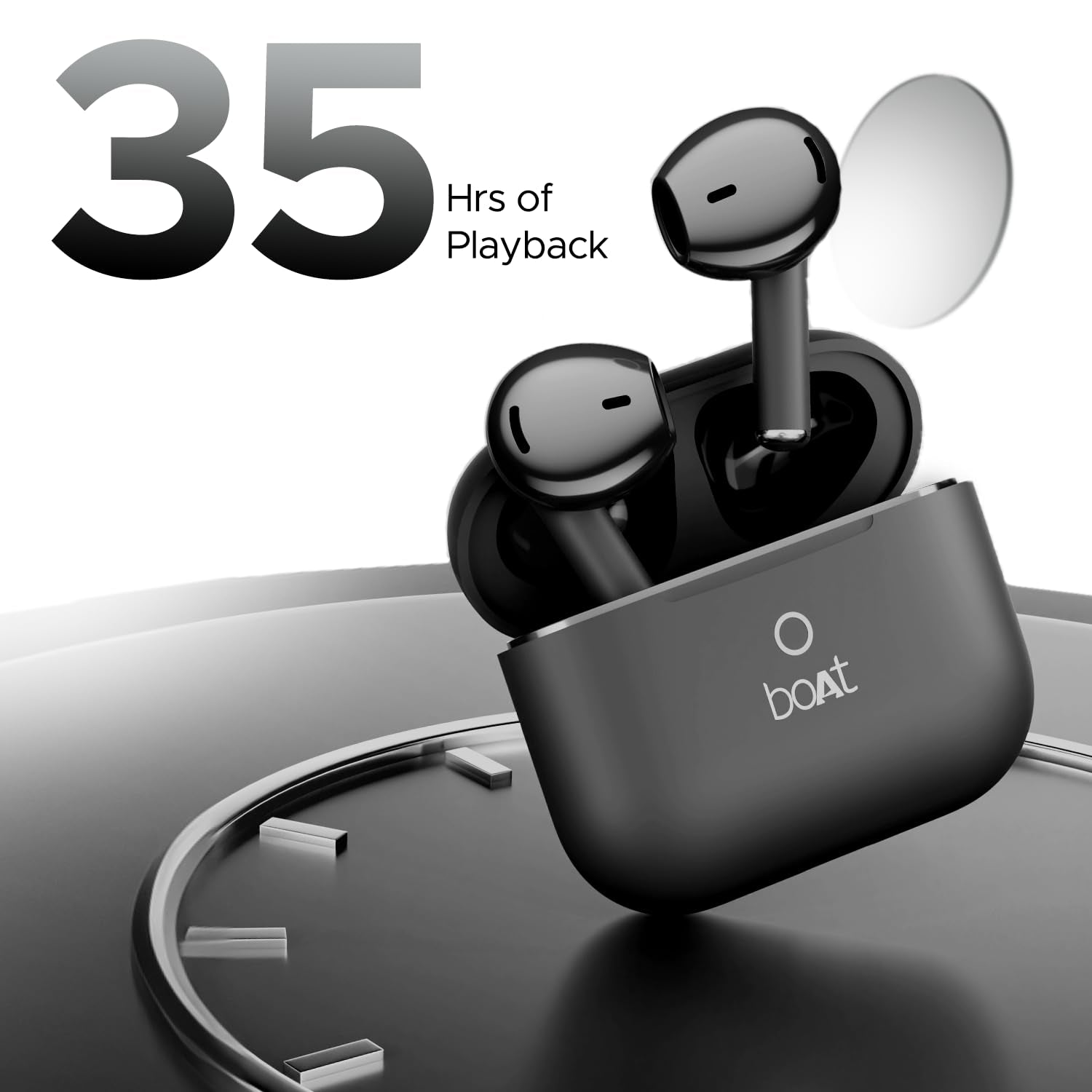 Boat Airdopes Joy, 35Hrs Battery, Fast Charge, IWP Tech, Low Latency, 2Mic ENx, Type-C Port, v5.3 Bluetooth Earbuds