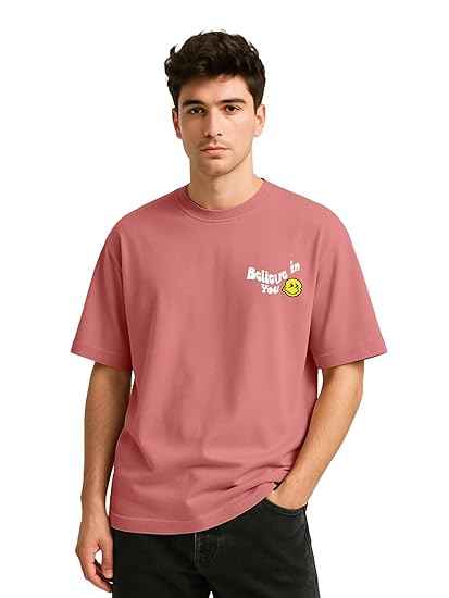 Oversize Loose Baggy Fit Drop Shoulder Stylish Half Sleeve T-Shirt for Men