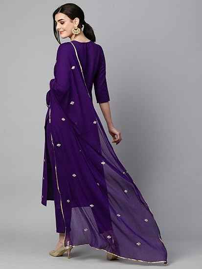 Women’s Embroidered Kurta Set with Pant & Dupatta