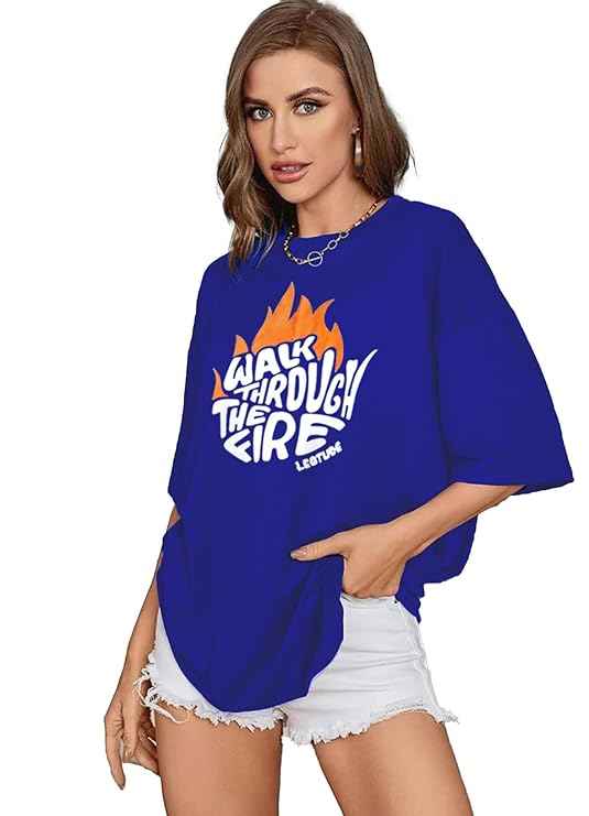 LEOTUDE Women Cottonblend Half Sleeve Oversized Regular Fit T-Shirts