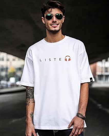 Men's Typography Cotton T-Shirt - Oversized Fit
