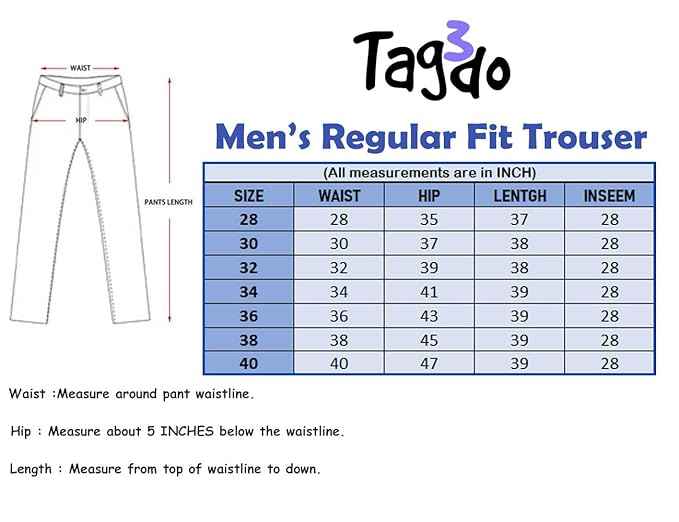 TAGDO Men's Regular Fit Causal Trouser