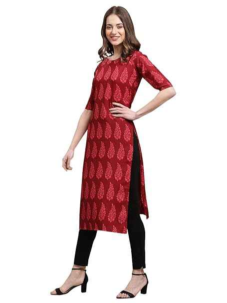 1 Stop Fashion Women's Crepe Straight Kurta