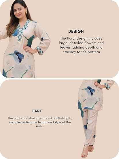 GRECIILOOKS Anarkali Kurta-Set for Women – Viscose Rayon Printed Kurta & Straight Pant | Festive Indian Traditional Outfit Dress for Functions & Puja | Trendy Travel & Streetwear Look for Women | Hangouts | Picnic | Vacation Wear |3/4 Half Sleeeve
