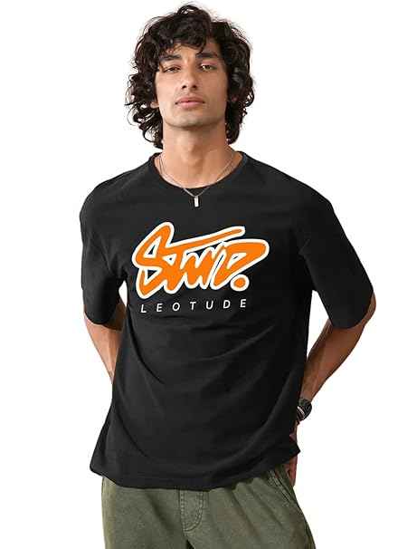 LEOTUDE Men's Cottonblend Oversized Half Sleeve Tshirt