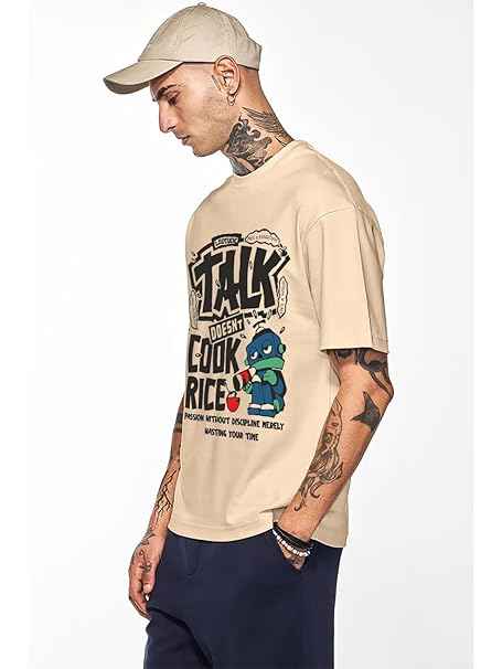LEOTUDE Half Sleeve Oversized Tshirt for Men