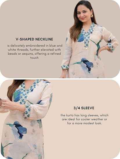 GRECIILOOKS Anarkali Kurta-Set for Women – Viscose Rayon Printed Kurta & Straight Pant | Festive Indian Traditional Outfit Dress for Functions & Puja | Trendy Travel & Streetwear Look for Women | Hangouts | Picnic | Vacation Wear |3/4 Half Sleeeve