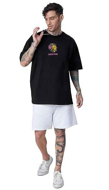 LEOTUDE Men's Cottonblend Oversized Half Sleeve Tshirt