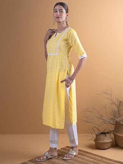 Women's Blended Straight Fit Straight Kurta