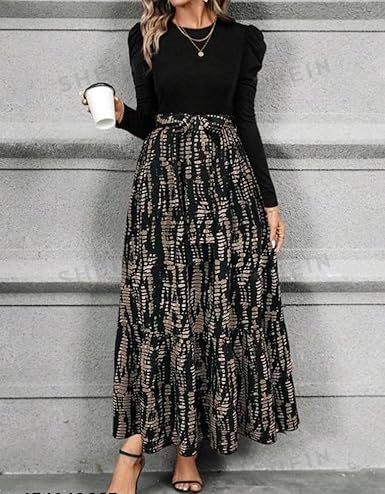 HKV Clasi Women's Autumn Dress with Bow Tie Belt