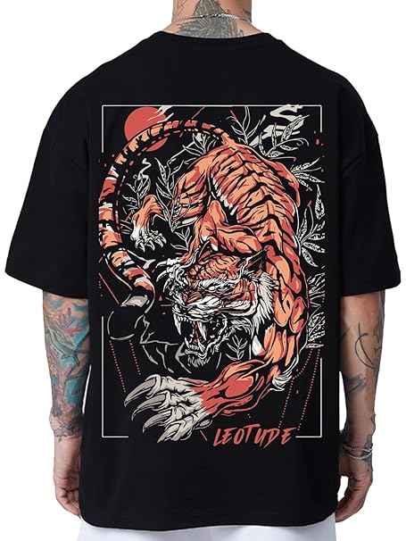 LEOTUDE Men's Cottonblend Oversized Half Sleeve Tshirt