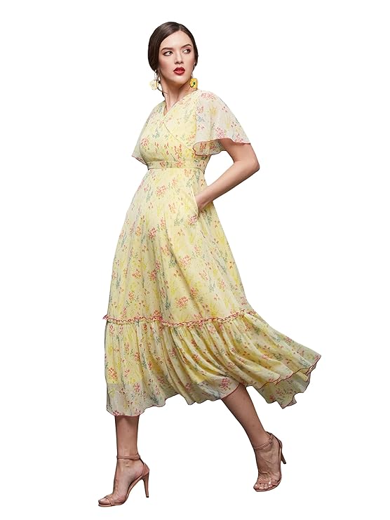 Miss Chase Women's V Neck Maxi Dress