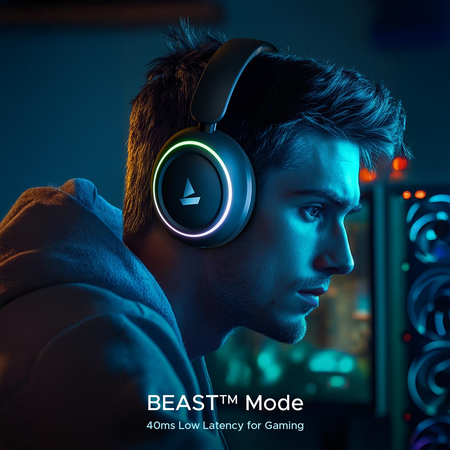 boAt Rockerz 480, RGB LEDs,6 Light Modes, 40mm Drivers,Beast Mode, 60H Battery