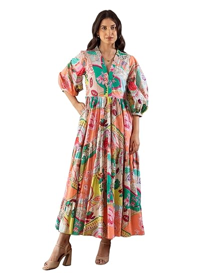 GRECIILOOKS Women's Printed Boho Maxi Dress
