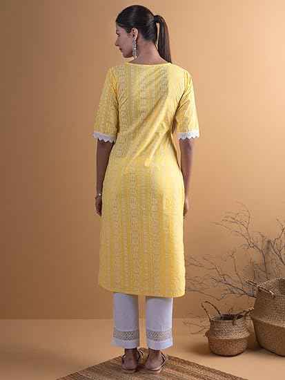 Women's Blended Straight Fit Straight Kurta