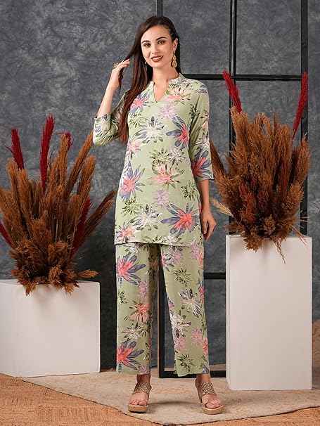 Women's Cotton Blend Kurta With Pyjama Set