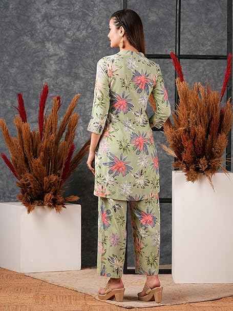 Women's Cotton Blend Kurta With Pyjama Set